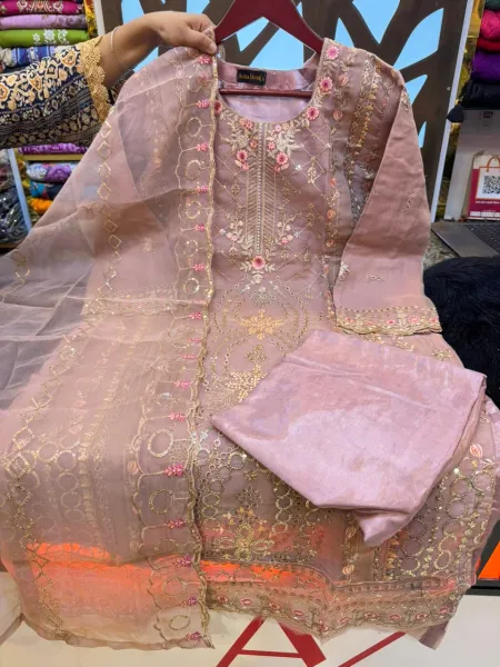 Premium Organza Embroidered Party Set